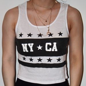 white and black crop top